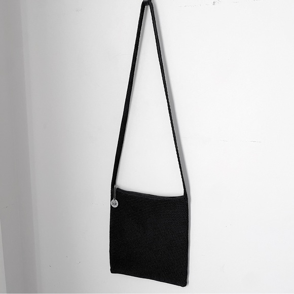 The Sak Hand Knit Casual Black Crochet Crossbody Shoulder Bag - Picture 3 of 6